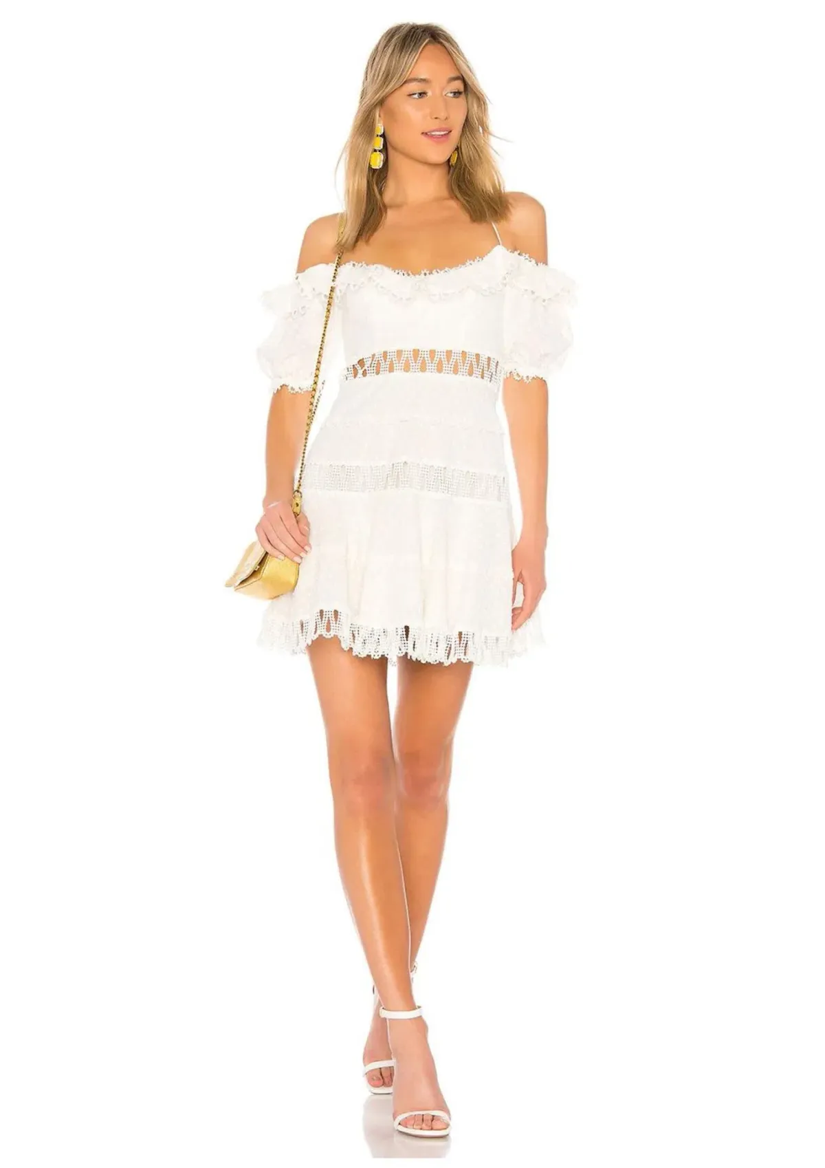 Zimmermann Melody Off The Shoulder Mini Dress Ivory Size 6 - Image 1