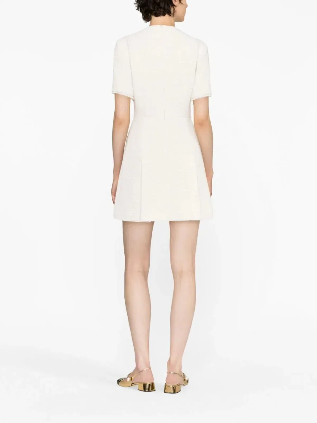 Maje Button Embellished Tweed Minidress White Size 6 - Image 2