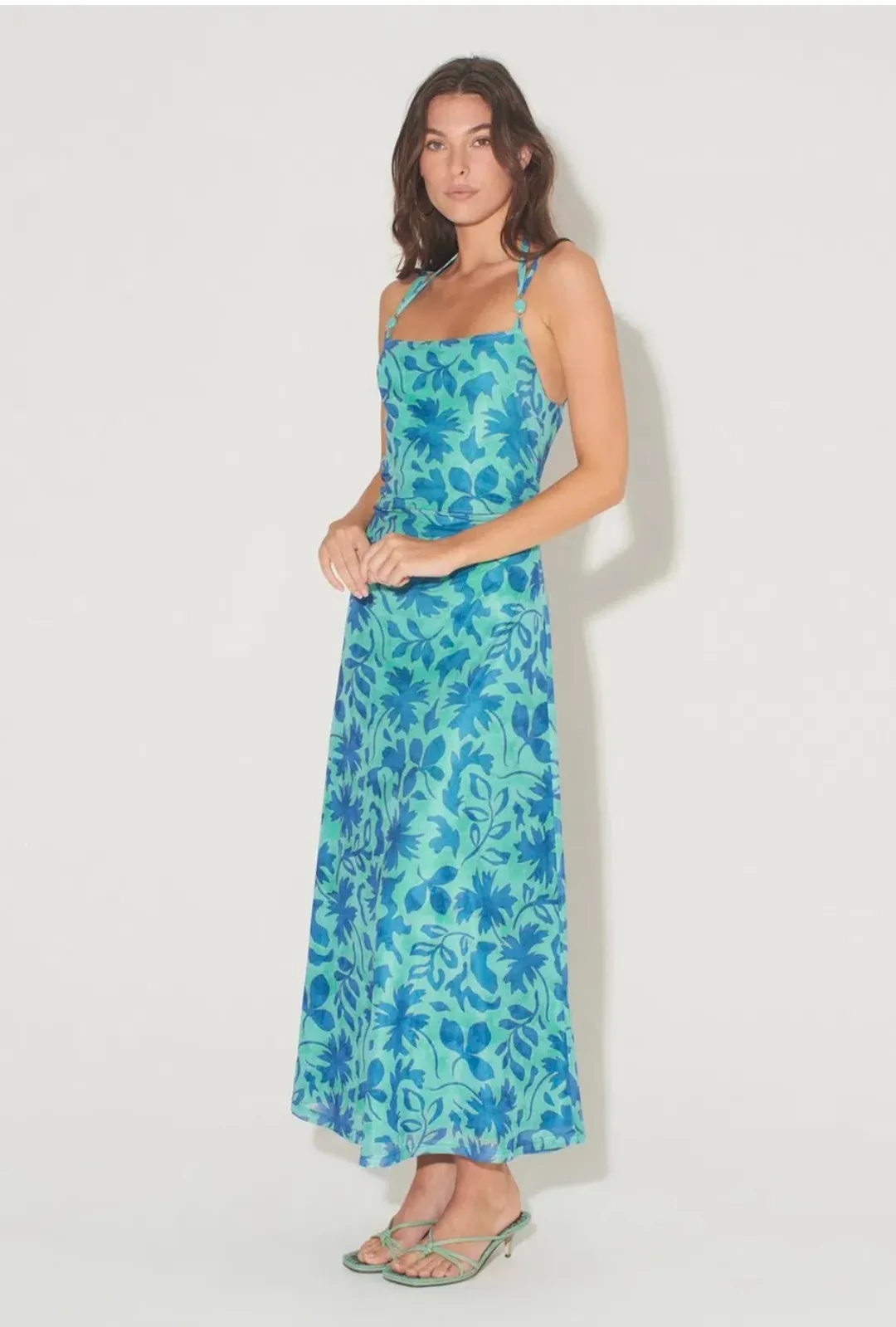 Hansen and Gretel Odessa Dress Aqua Leaf Size 6 for rent on The Volte - main image