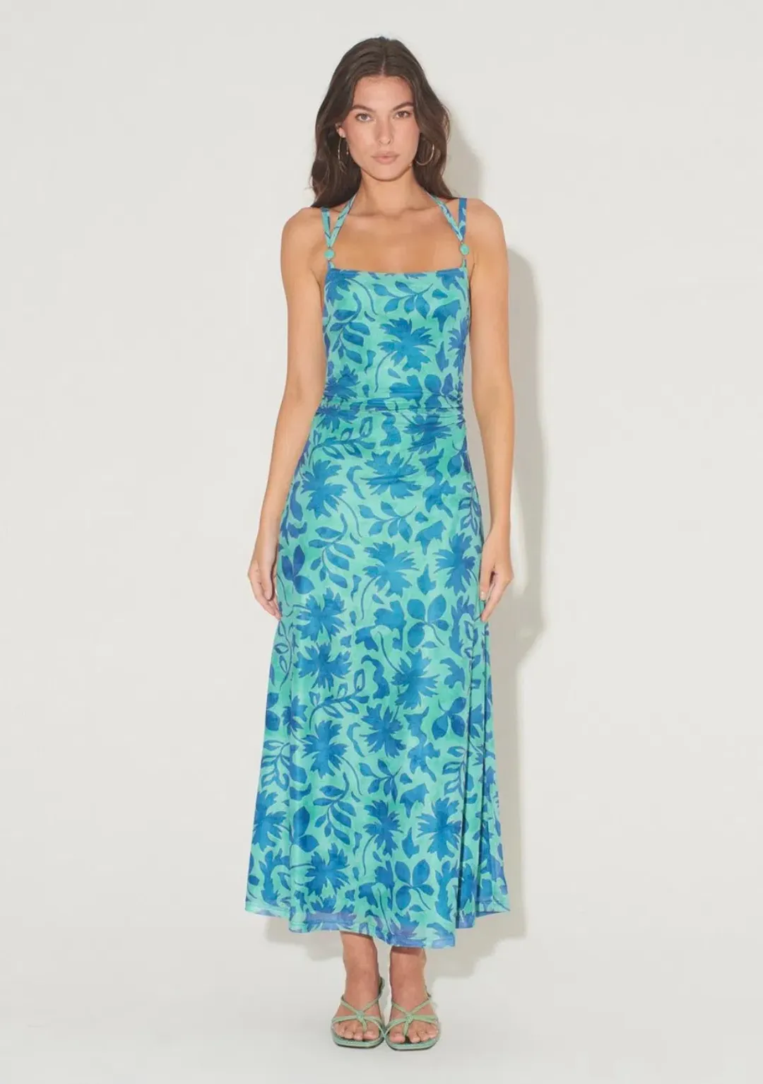 Hansen and Gretel Odessa Dress Aqua Leaf Size 6 for rent on The Volte - main image