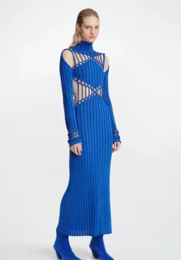 Dion Lee Braid Reflective Dress Blue Silver Size 8 for rent on The Volte - image 1