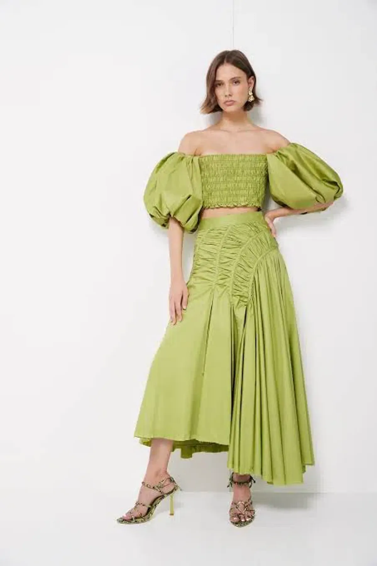 Aje Siren Cropped Top and Midi Skirt Set Green Size 4 - Image 2