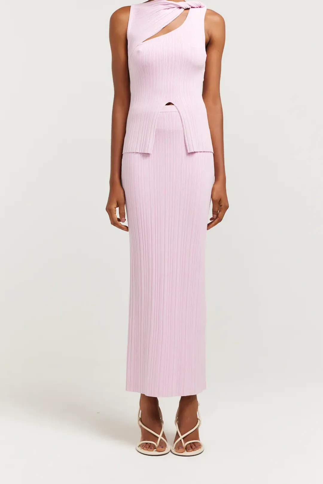 Henne Romee Knit Top and Skirt Set in Musk Size 8 for rent on The Volte - main image