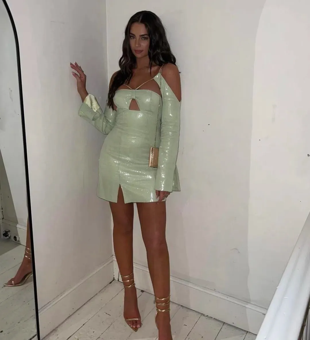 Alice McCall Night Sky Mini Dress Green Sequin for rent on The Volte - main image