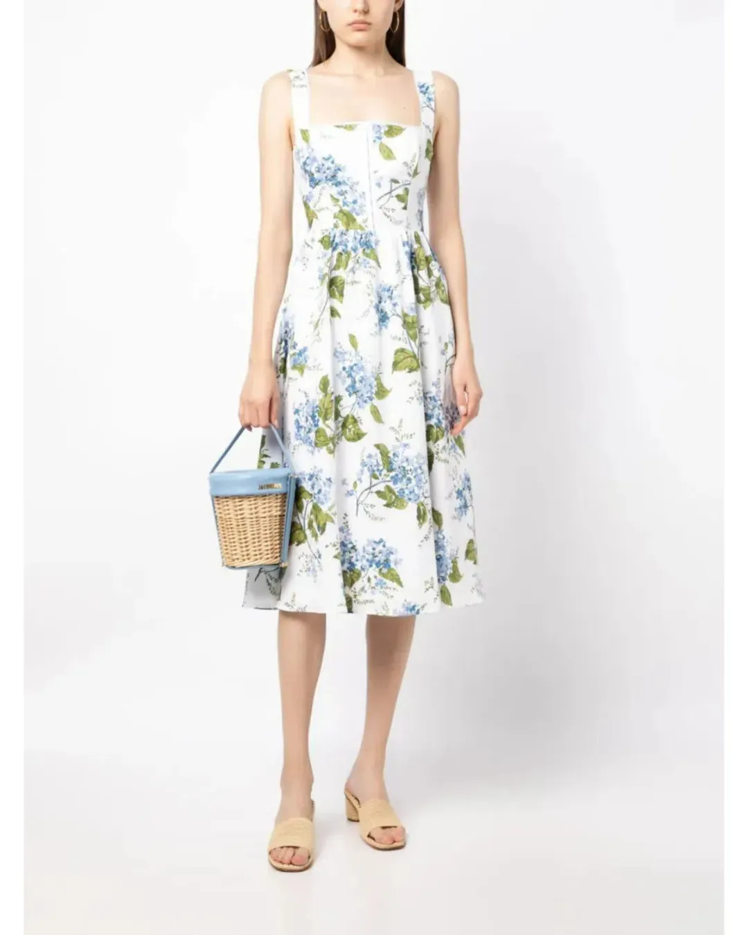 Reformation Tagliatelle Linen Midi Dress Floral Size AU 10 for rent on The Volte - main image