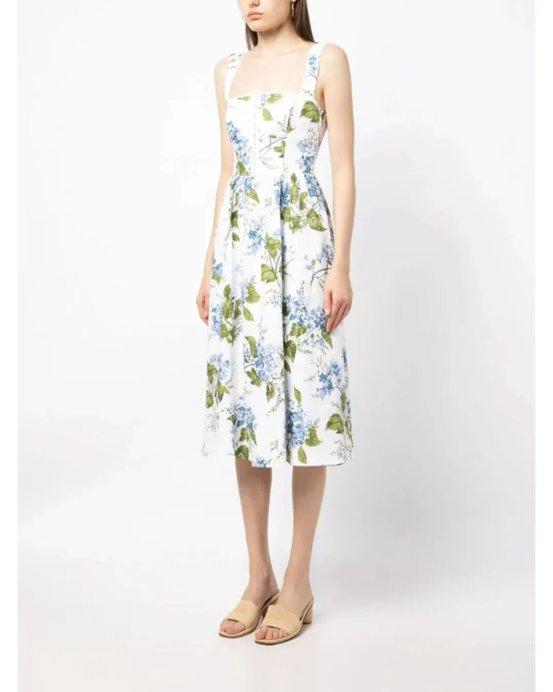 Reformation Tagliatelle Linen Midi Dress Floral Size AU 10 for rent on The Volte - main image