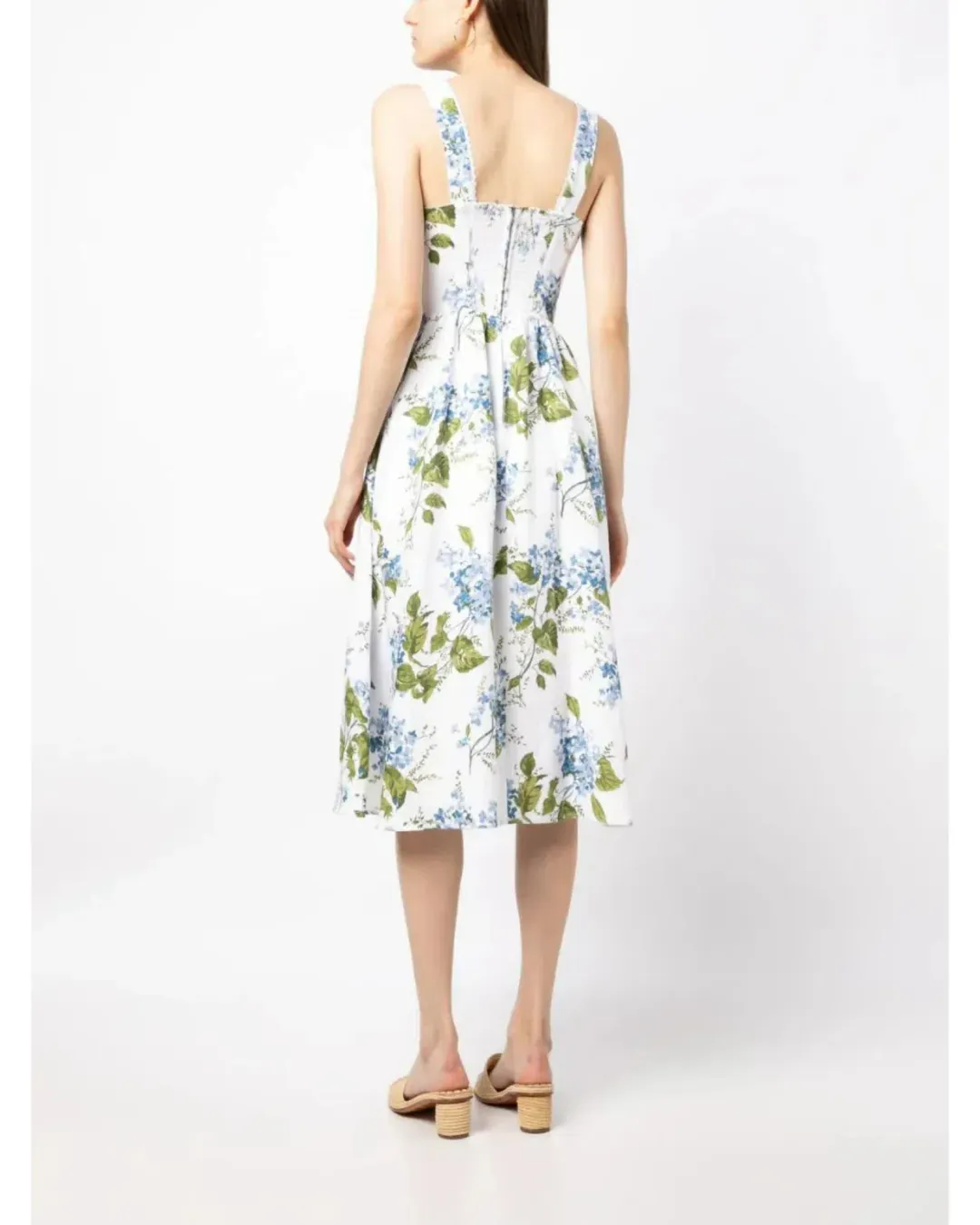 Reformation Tagliatelle Linen Midi Dress Floral Size AU 10 for rent on The Volte - main image