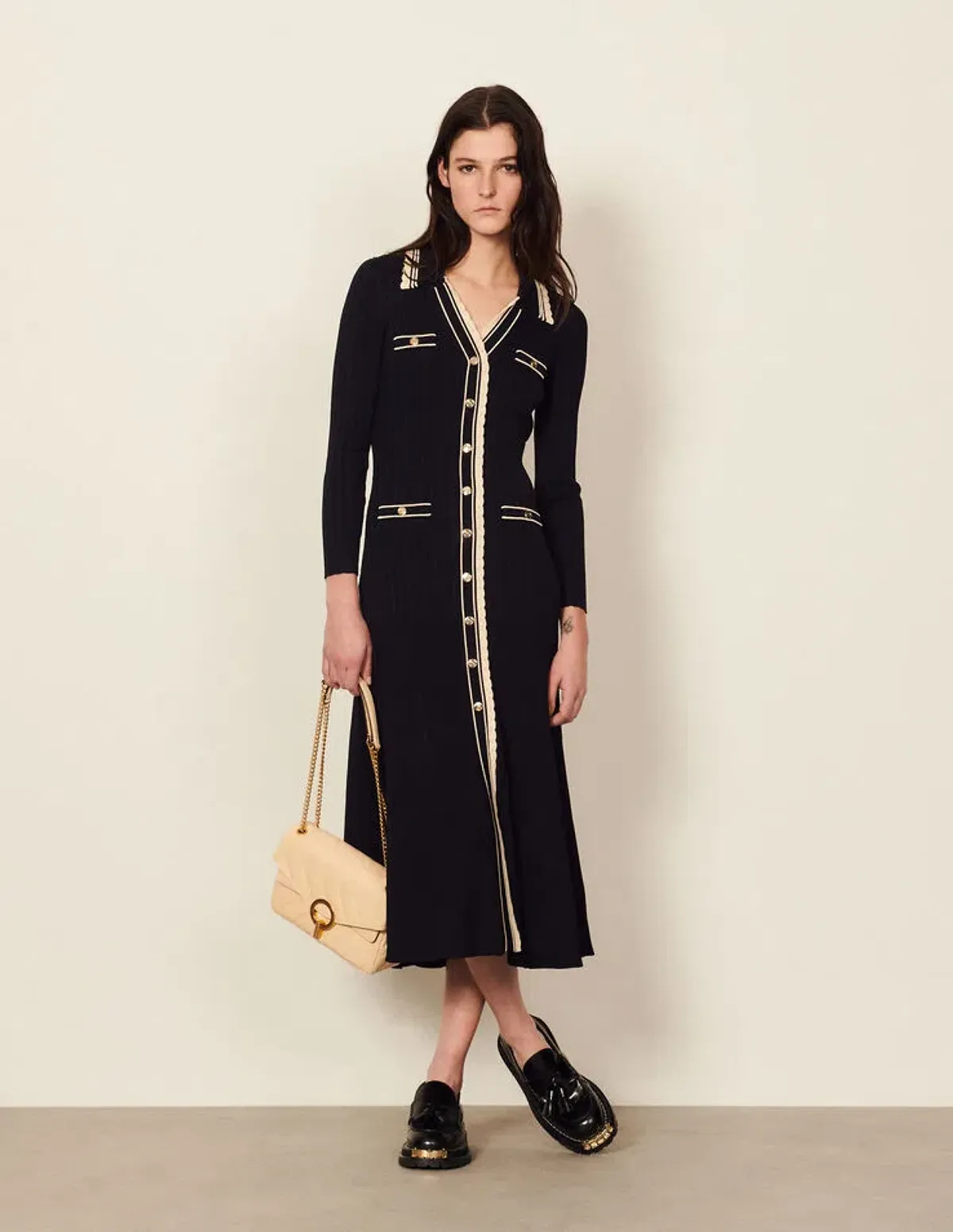 Sandro Paris Alexandrine Ribbed Knit Shirtdress Size 40 / AU 10 - Image 1