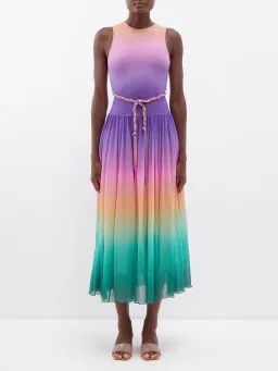 Zimmermann Cira Shirred Midi Dress Green Purple Ombre Size 1 / AU 10 for rent on The Volte - image 2