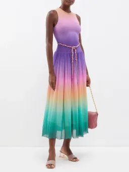 Zimmermann Cira Shirred Midi Dress Green Purple Ombre Size 1 / AU 10 for rent on The Volte - image 3