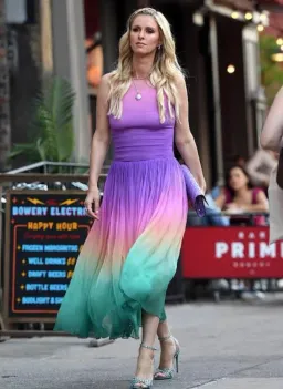 Zimmermann Cira Shirred Midi Dress Green Purple Ombre Size 1 / AU 10 for rent on The Volte - image 4