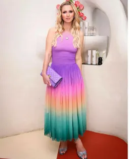 Zimmermann Cira Shirred Midi Dress Green Purple Ombre Size 1 / AU 10 for rent on The Volte - image 5