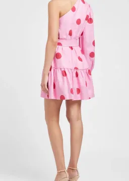 Rebecca Vallance Dalia Mini Dress Pink Polka Dot Print Size 8 for rent on The Volte - image 2