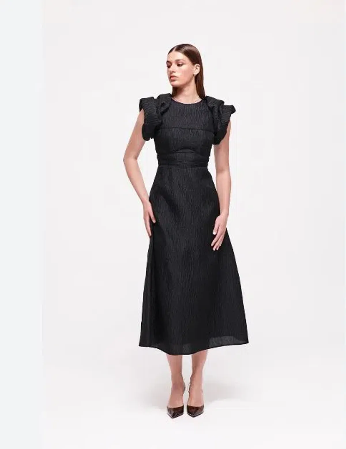 Rachel Gilbert Sophy Midi Dress in Black Size 16 - Image 1
