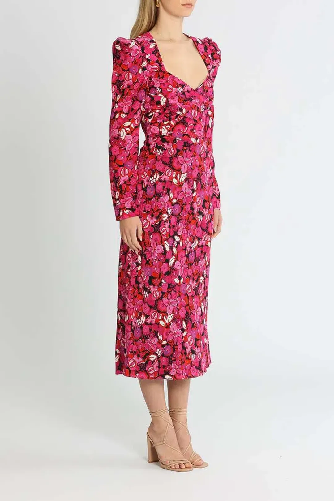 Rebecca Vallance Bramble Midi Fuschia Pink Print Size 12 for rent on The Volte - main image