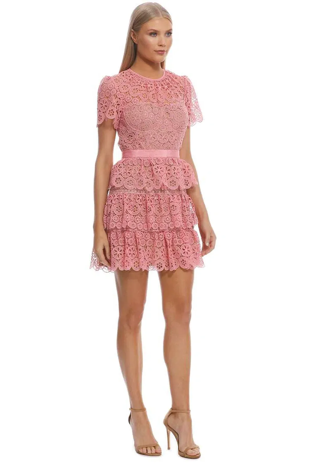 Self Portrait Pink Tiered Dress Pink Size 10 for rent on The Volte - main image