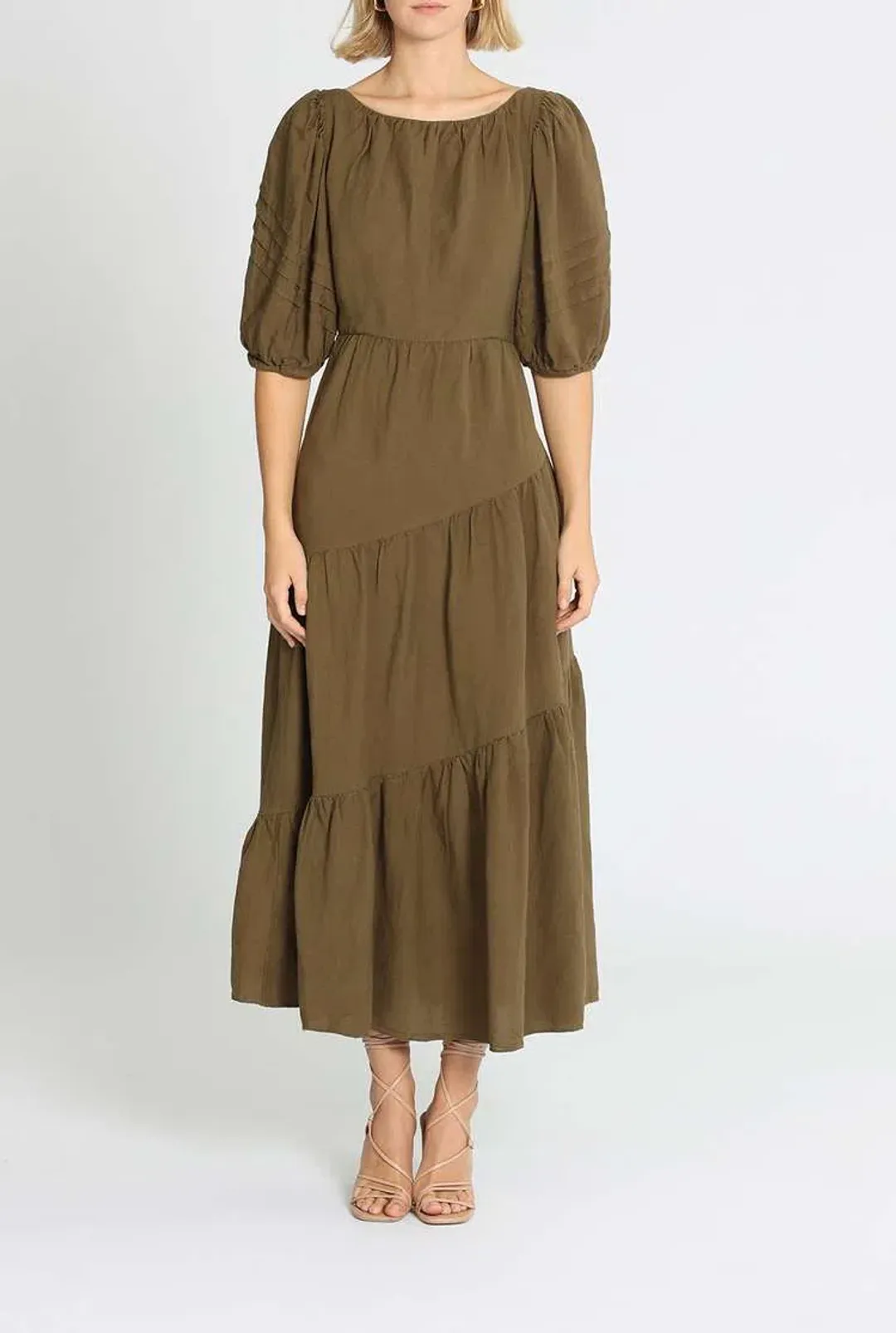 Shona Joy Juliana Midi Dress Khaki Size 14 for rent on The Volte - main image