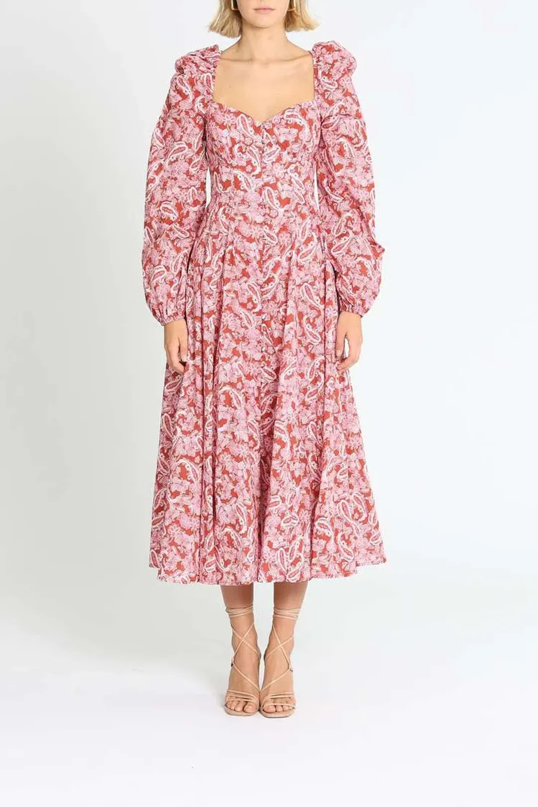 Steele Esme Dress Chestnut Paisley Pink Print Red Size 12 for rent on The Volte - main image