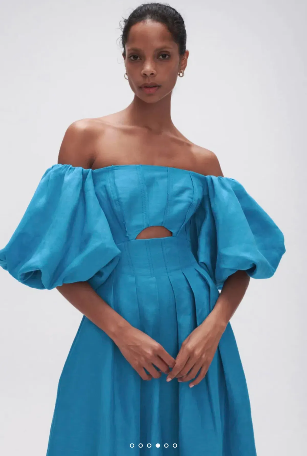 Aje Eugenie Off Shoulder Midi Dress Blue Size 14 - Image 3