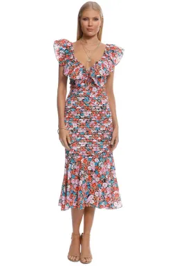 Talulah Cloud Nine Midi Dress Multi Floral Size 12 for rent on The Volte - image 1