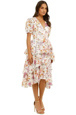 Talulah Jasmine Vines Midi Dress Jasmine Vines Multi Print Size 8 for rent on The Volte - image 2