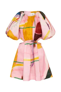 Aje Capucine Puff Sleeve Mini Dress Multi Print Size 4 for rent on The Volte - image 4