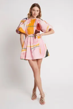 Aje Capucine Puff Sleeve Mini Dress Multi Print Size 4 for rent on The Volte - image 1