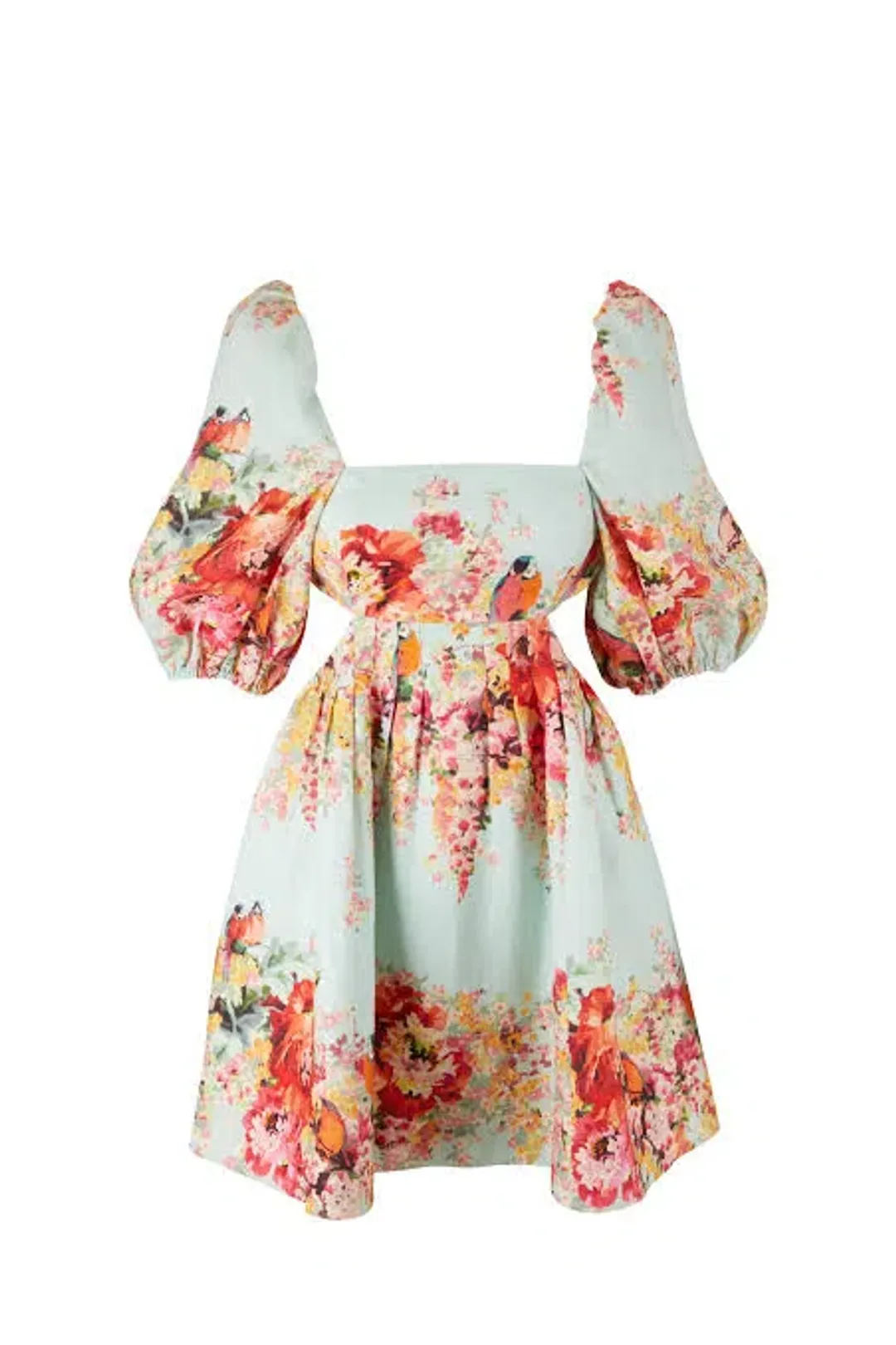 Zimmermann The Mae Cut Out Mini Dress in Mint Florasize 3 /Au for rent on The Volte - main image