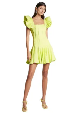 Aje Breathless Frill Sleeve Mini Dress Lime Size 8 for rent on The Volte - image 1