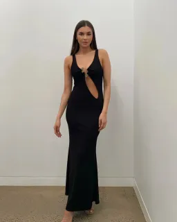 Christopher Esber Split Release Quartz Maxi Dress Black Size 6 for rent on The Volte - image 1
