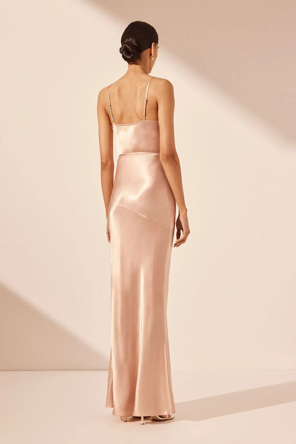 Shona Joy La Lune Bias Cowl Maxi Dress with Split and Tie in Desert Rose Size 16 - Image 2