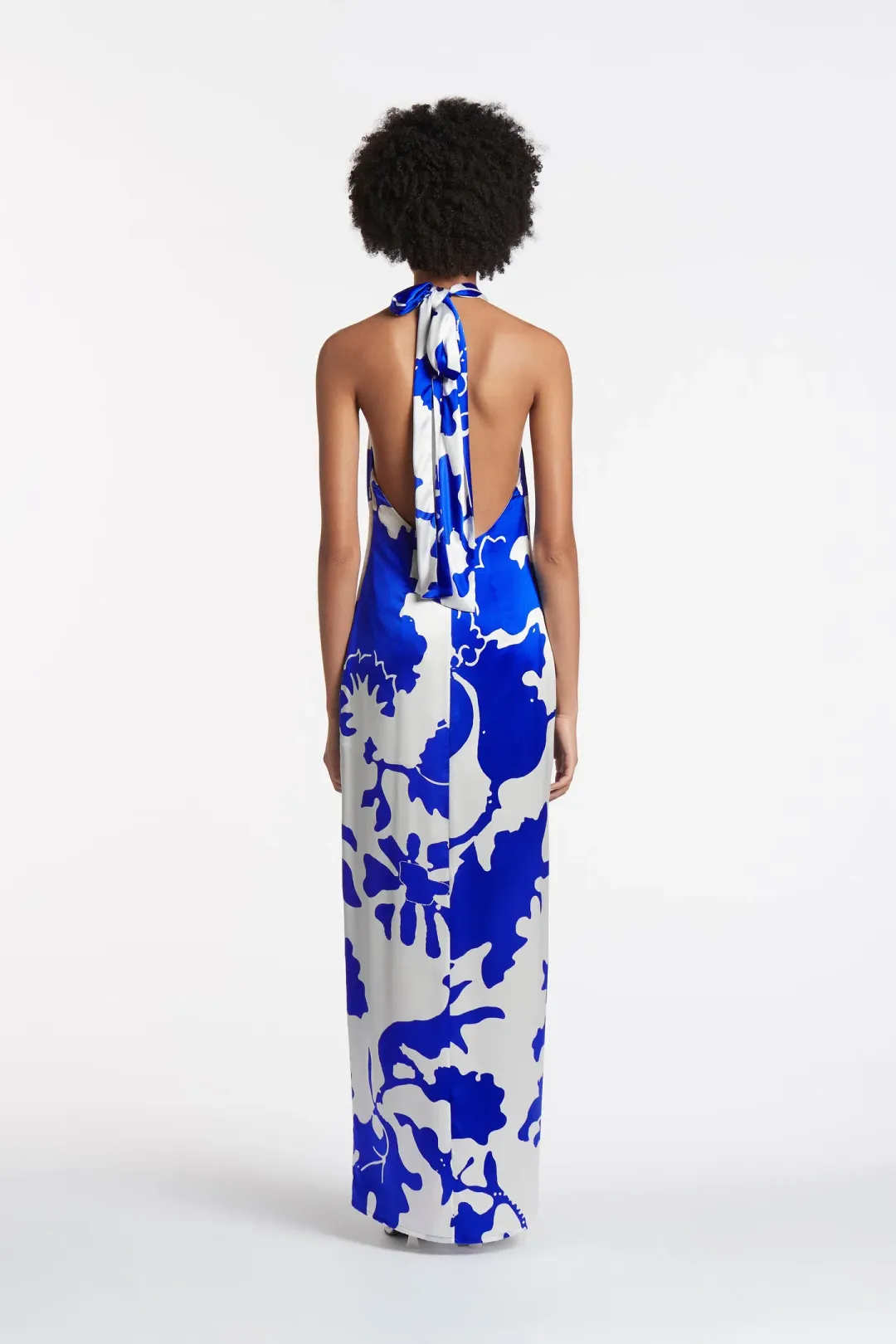 Sir the Label Esme Halter Silk Maxi Dress Blue Print Size 3 / AU 12 for rent on The Volte - main image