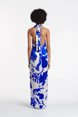 Sir the Label Esme Halter Silk Maxi Dress Blue Print Size 3 / AU 12 for rent on The Volte - image 3