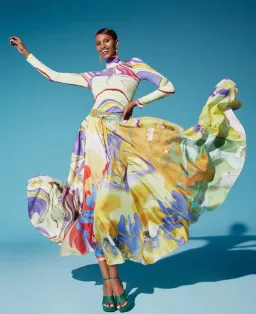 Alemais Luca Long Sleeve Top & Silk Skirt Set Multi Size 6 for rent on The Volte - image 1