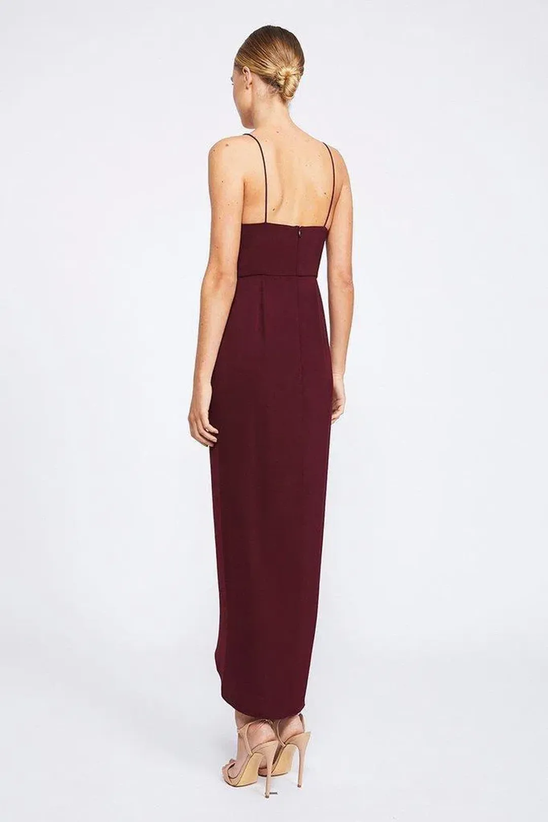Shona Joy Core Cocktail Draped Maxi Dress Burgundy Size 14 for rent on The Volte - main image