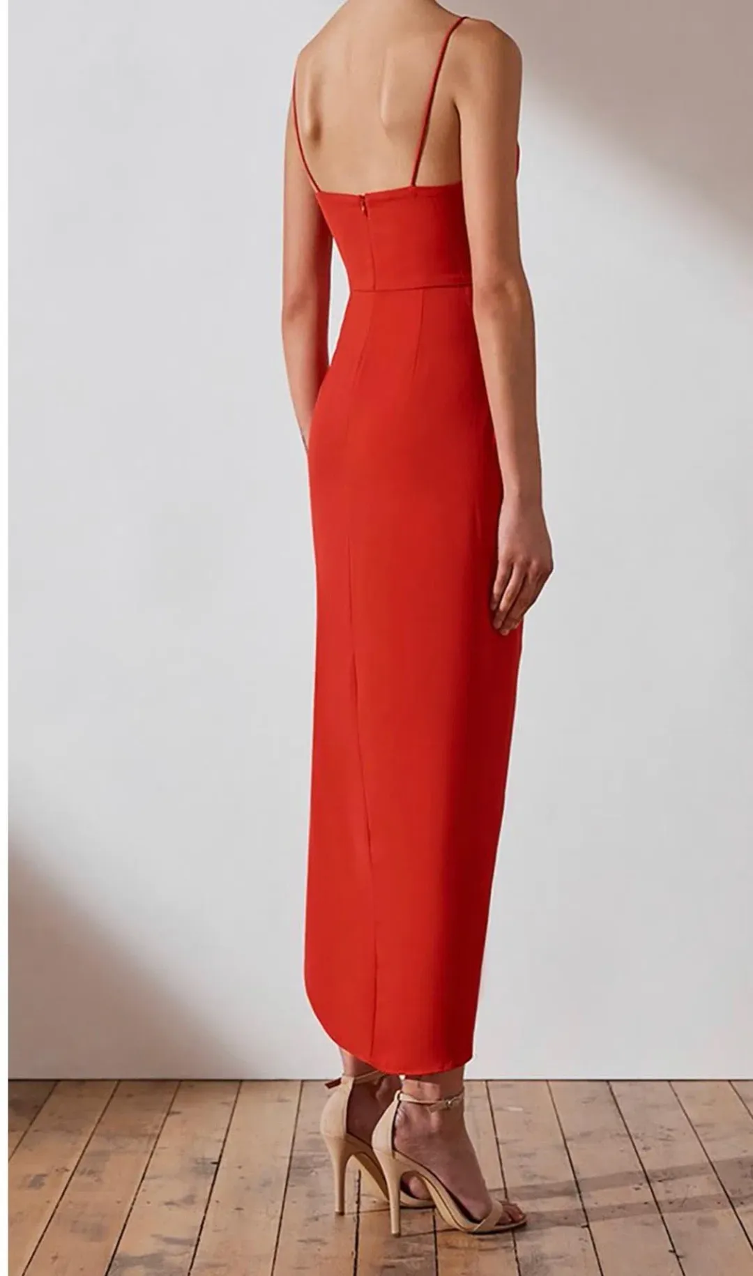 Shona Joy Core Cocktail Draped Maxi Dress Red Size 14 for rent on The Volte - main image