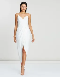 Shona Joy Core Cocktail Draped Maxi Dress White Size 14 for rent on The Volte - image 1