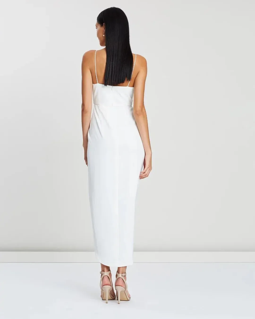 Shona Joy Core Cocktail Draped Maxi Dress White Size 14 for rent on The Volte - main image