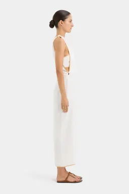 Sir the Label The Noemi Cut Out Midi Dress in Ivory Size 8 for rent on The Volte - image 2