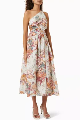 Zimmermann The Pattie Asymmetric Dress in Cream Floral Size 2/AU 12 for rent on The Volte - image 1