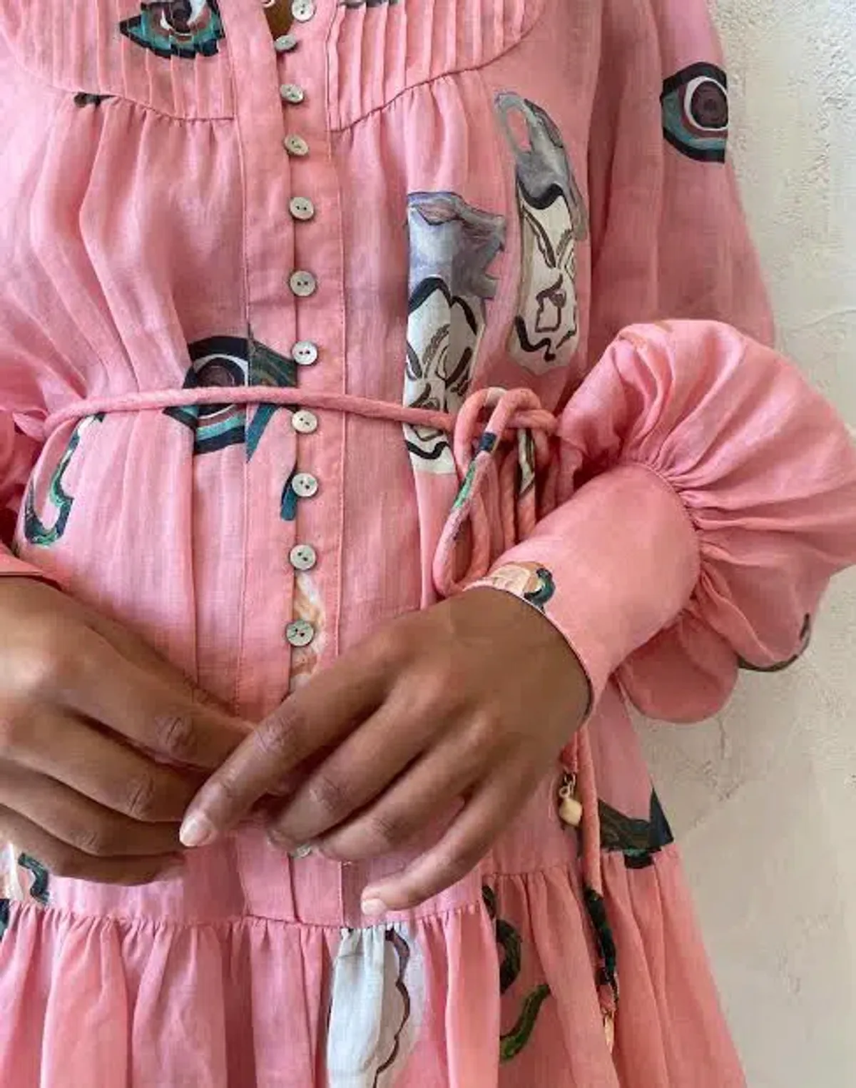 Alemais Cleo Smock Mini Dress in Pink Size 8 - Image 3