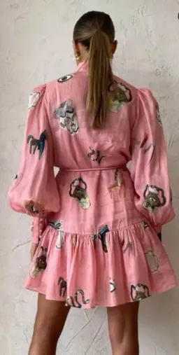 Alemais Cleo Smock Mini Dress in Pink Size 8 for rent on The Volte - image 2