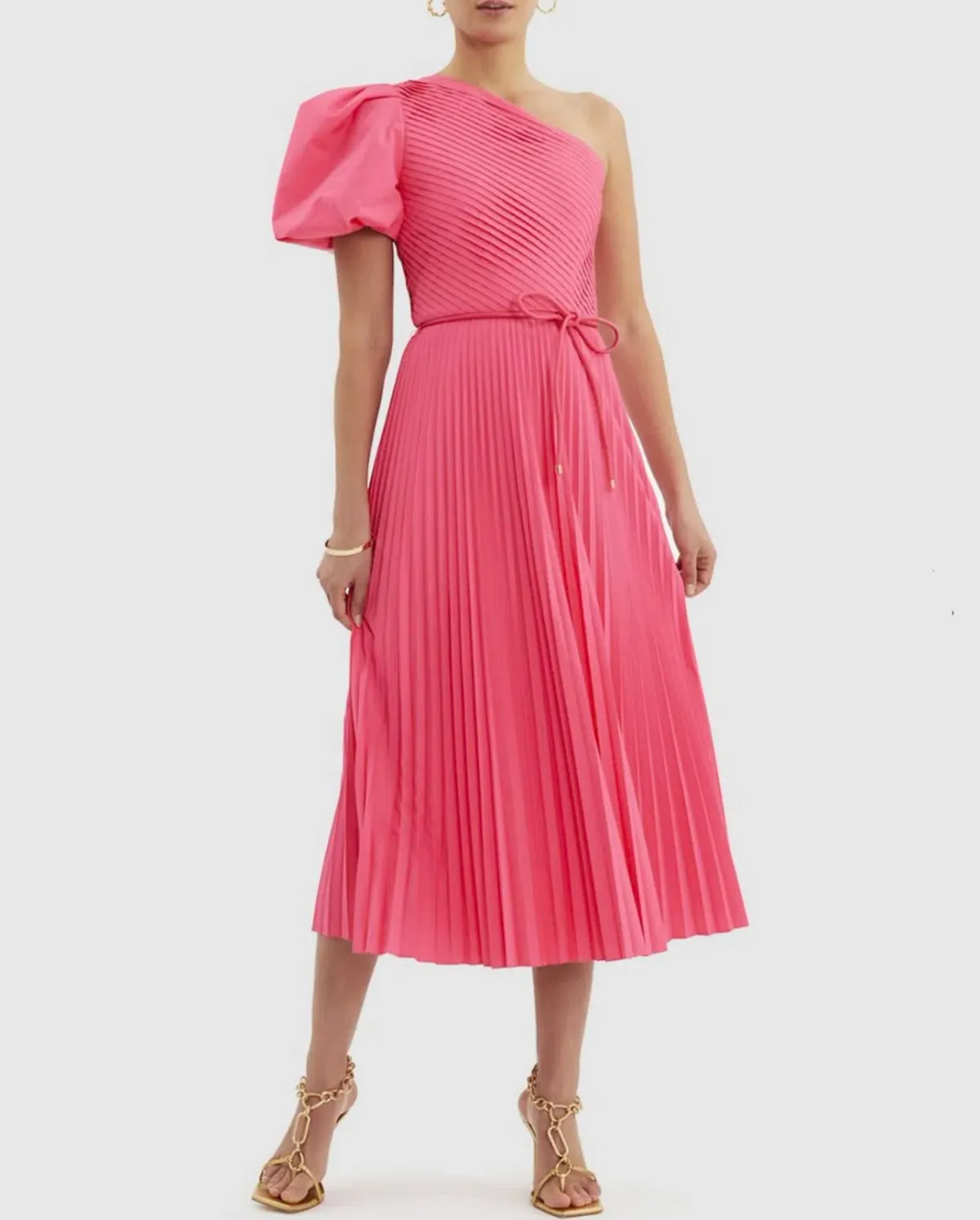 Rebecca Vallance Rosa One Shoulder Midi Dress Pink Size 12 - Image 1
