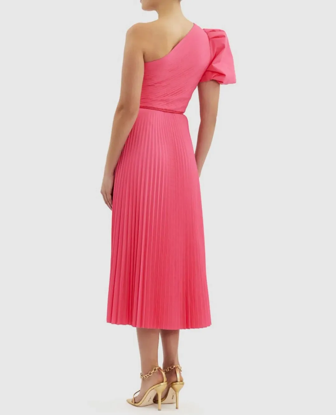 Rebecca Vallance Rosa One Shoulder Midi Dress Pink Size 12 for rent on The Volte - main image