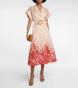 Zimmermann High Tide Midi Shirtdress Pink Ikat Floral Size 2/12 for rent on The Volte - image 1
