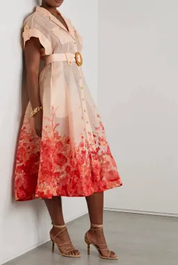 Zimmermann High Tide Midi Shirtdress Pink Ikat Floral Size 2/12 for rent on The Volte - image 2