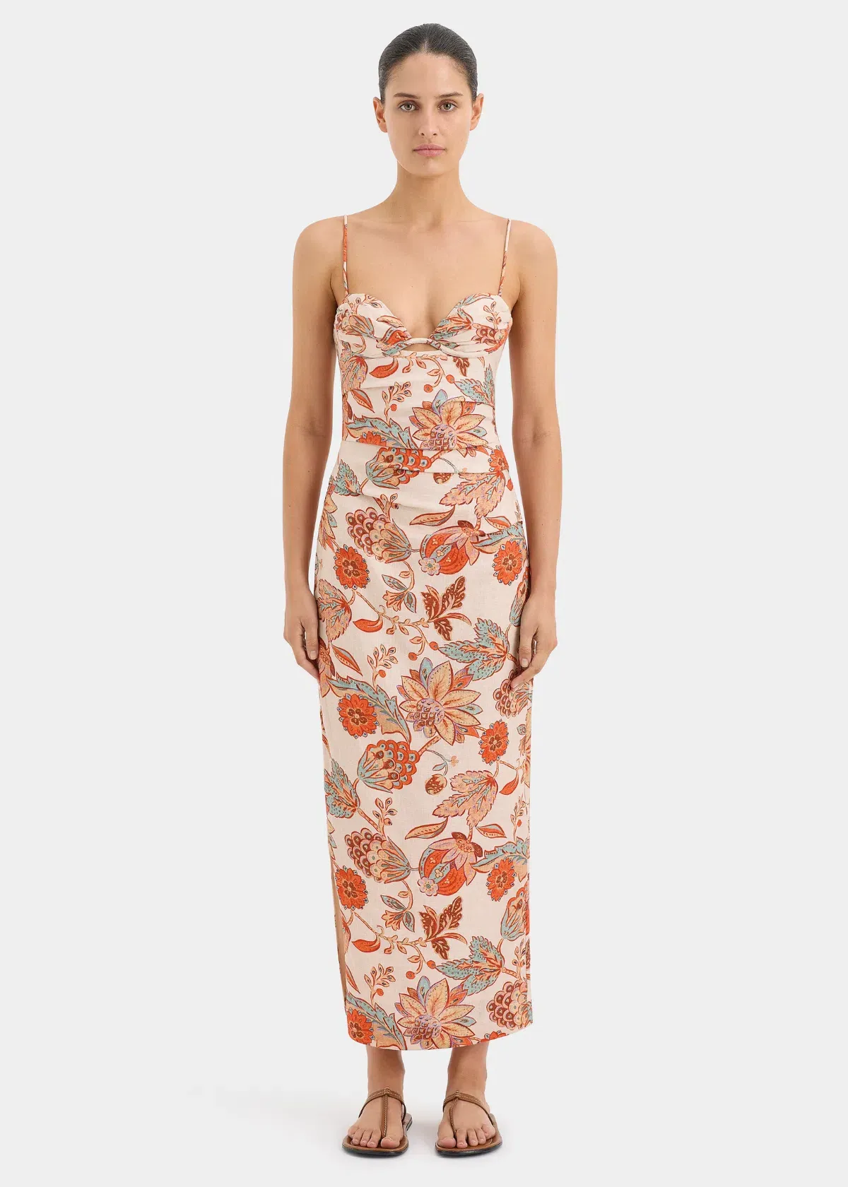 Sir The Label Noemi Balconette Midi Dress Floral Size 1/Au 8 for rent on The Volte - main image
