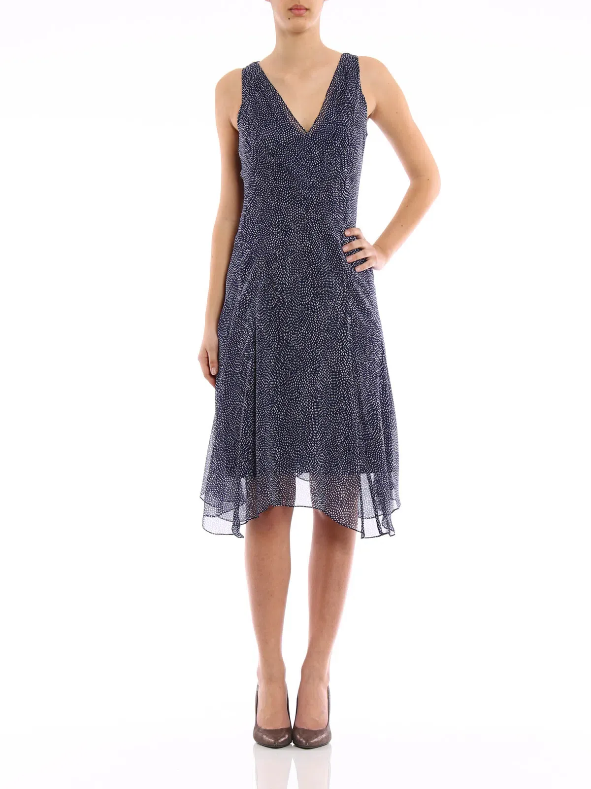 Diane Von Furstenberg Dita Silk Knee-Length Dress Blue/White Size 10 for rent on The Volte - main image