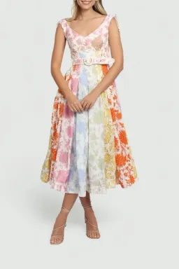 Zimmermann Postcard Spliced Midi Dress Multi Print Size 10 AU for rent on The Volte - image 2