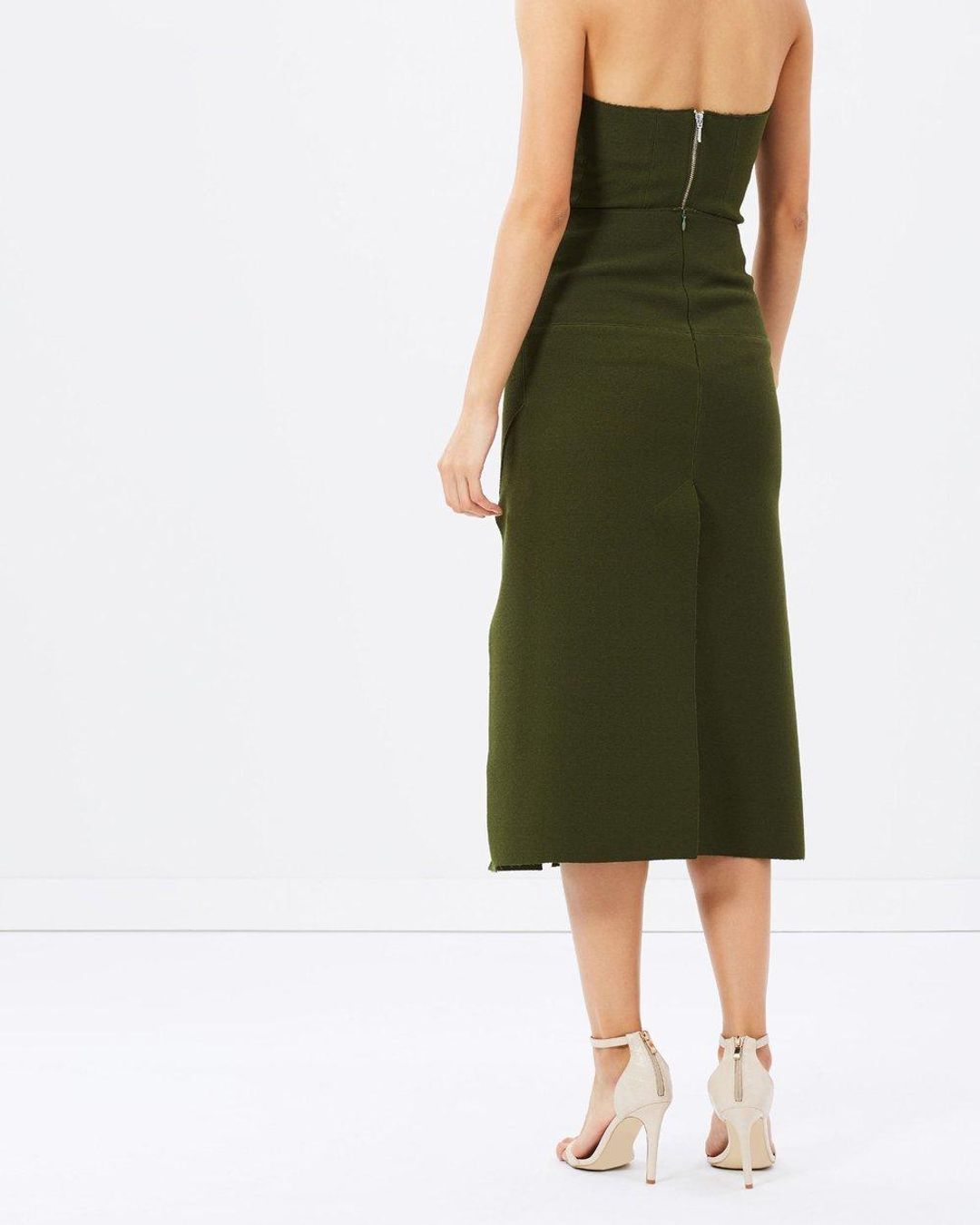 Christopher Esber Dual Knot Resin Dress Khaki Size 6 for rent on The Volte - main image